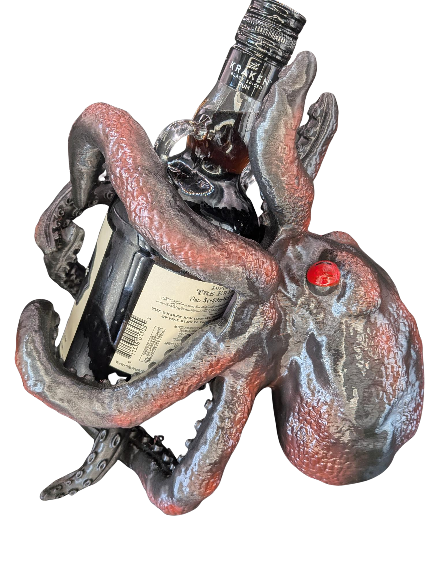 Kraken Bottle Holder - Hand-Painted Red/Black