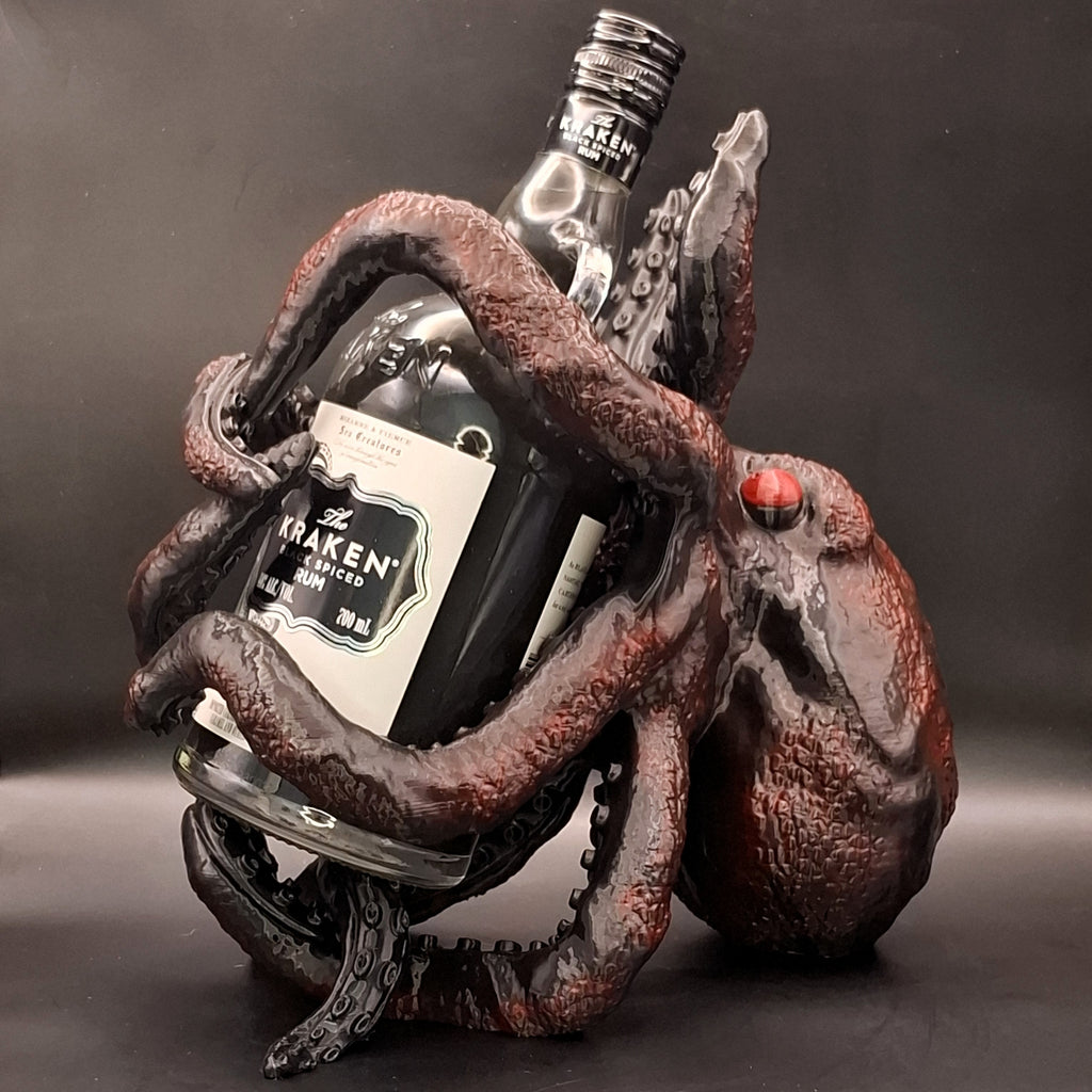 Kraken Bottle Holder - Hand-Painted Black & Red